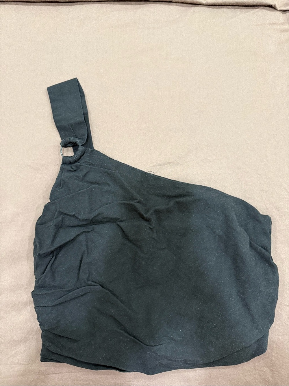 Zara Black One-Shoulder Crop Top with Ring Detail